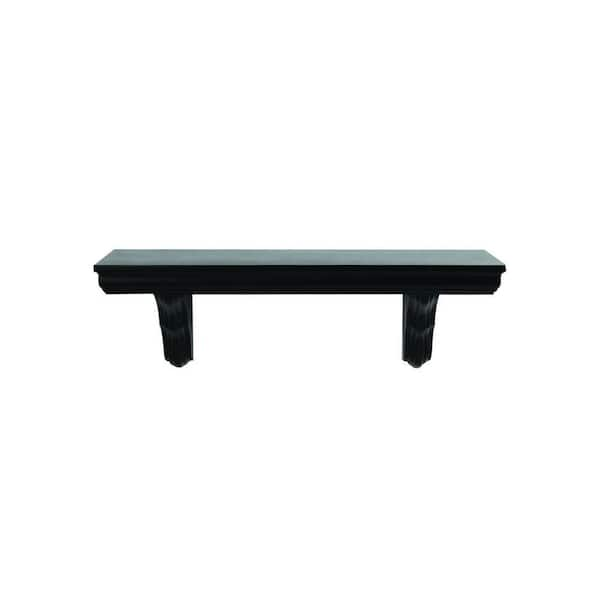 inPlace 23.6 in. L x 7.5 in. H Black Classic MDF Bracketed Wall Shelf