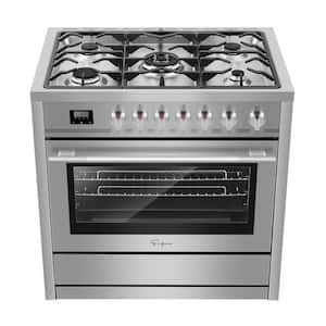 36 in. 3.9 cu. ft. Professional Style Slide-In Gas Range with Convection Oven in Stainless Steel