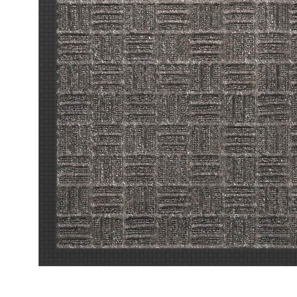 Charcoal Geometric Rubber Non-Slip Outdoor Entrance Rug