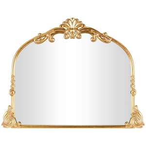 34 in. x 44 in. Ornate Arched Baroque Arched Frameless Gold Wall Mirror
