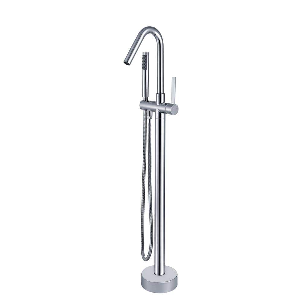 Single-Handle Claw Foot Freestanding Tub Faucet with Hand Shower in. Polish