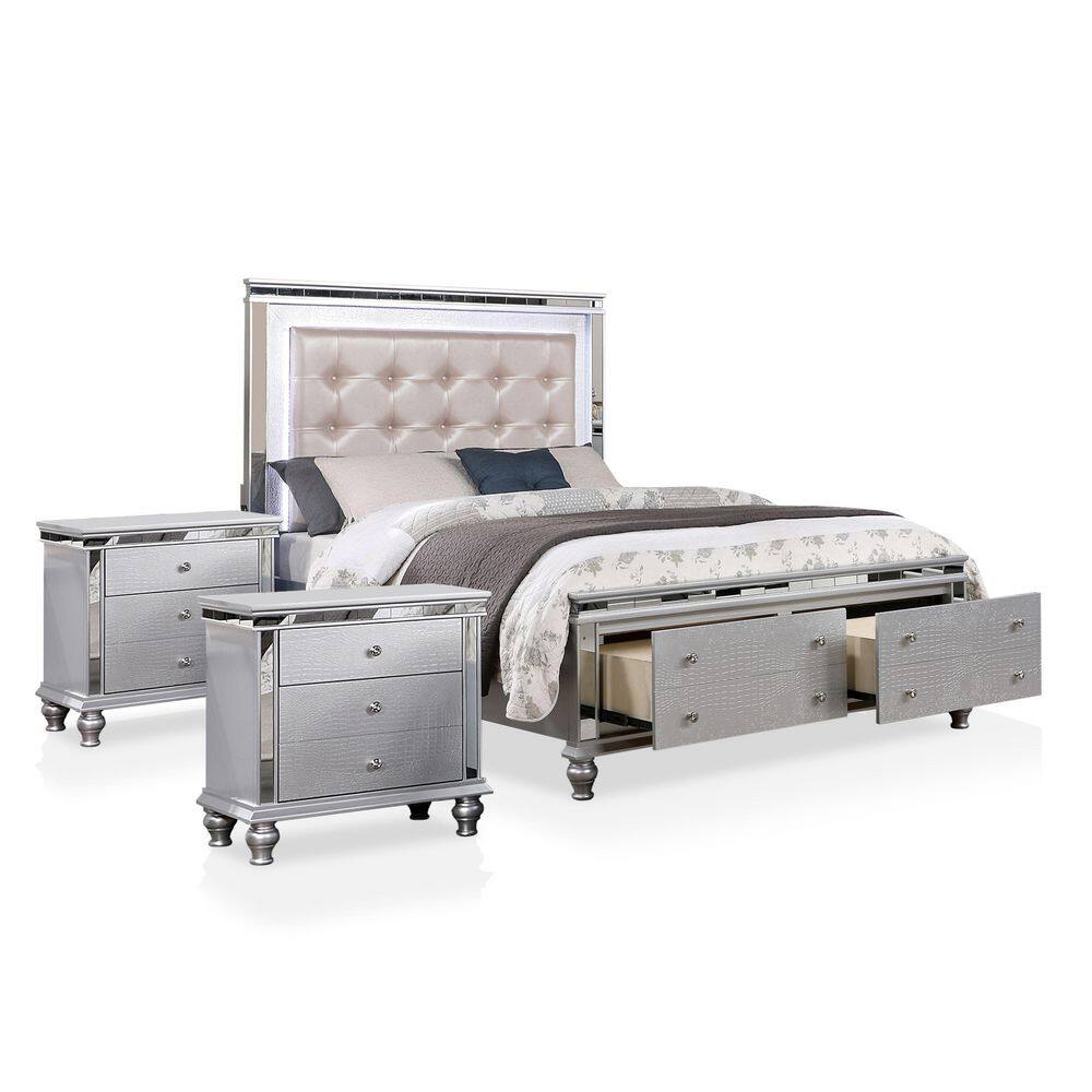 Furniture of America Dynalla 3Piece Silver King Bedroom Set IDF7992EK