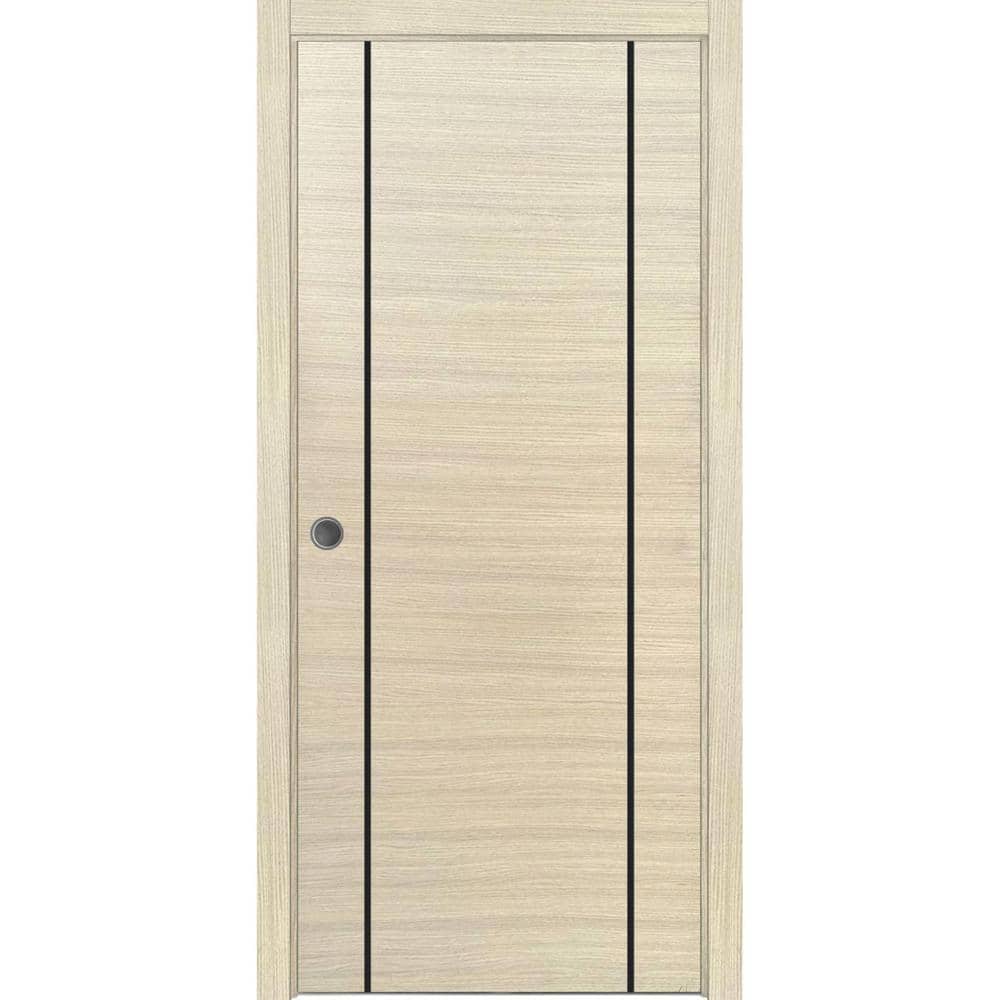 Assemble Required 32 in. x 84 in. 1-Panel Natural Veneer Finished Solid Wood with Honeycomb Sliding Door with Hardware price history on PriceWatchPro
