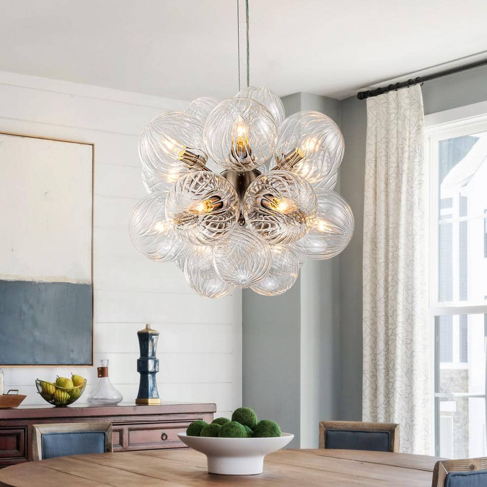 EDISLIVE 12-Light Nickel Modern Bubble Cluster Chandelier with