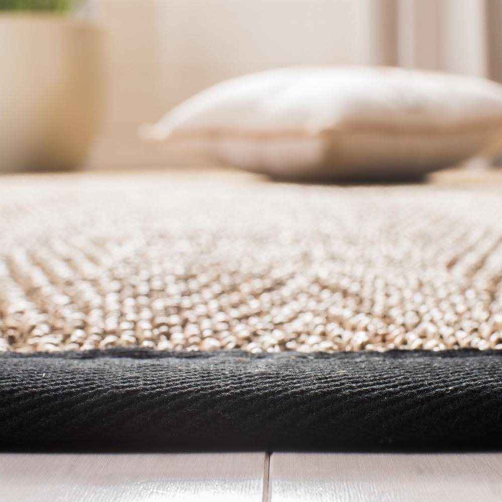Natural and Black Hand-Knotted Cotton Area Rug 4' x 6'