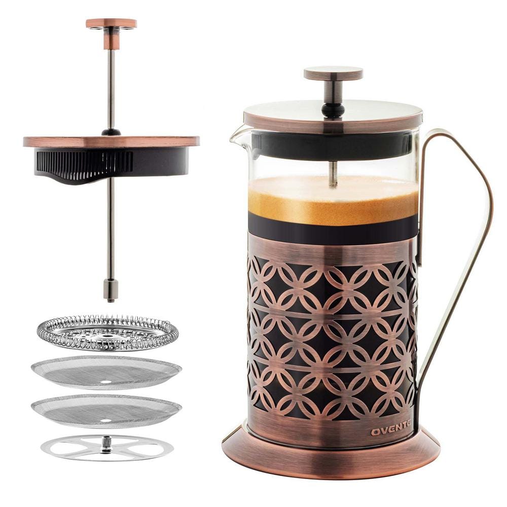 OVENTE 4-Cup Copper French Press Coffee Maker with 4 Level Mesh Filter  FSF20C - The Home Depot
