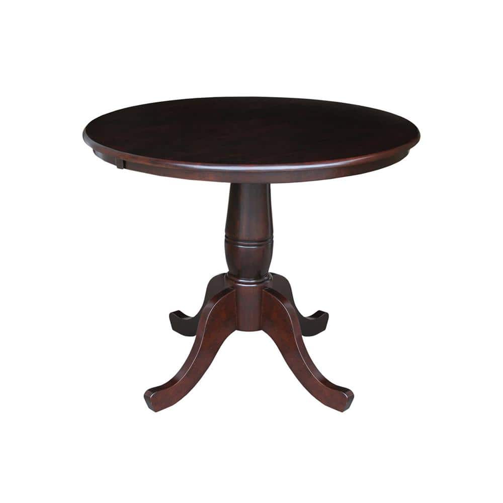 Farmhouse Elegance 38" Round Solid Wood Dining Table in Rich Mocha