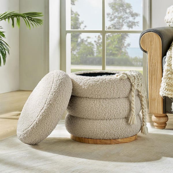 JAYDEN CREATION Anibal Tan Polyester Sherpa Round Swivel