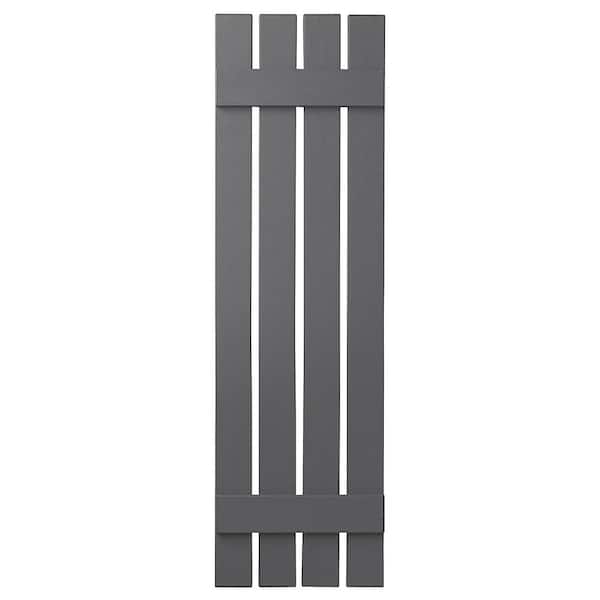 Ply Gem 16 in. x 51 in. Polypropylene Plastic 4-Board Open Board and Batten Shutters Pair in Gray