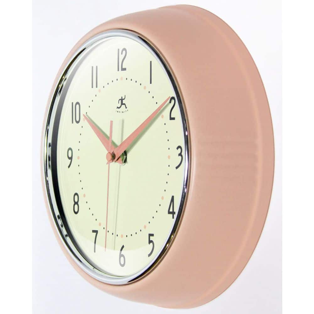 Retro Rose Blush Round Aluminum Wall Clock, 10-inch