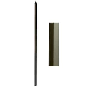48 in. x 1-3/16 in. Ash Grey Plain Square Solid Iron Square Based Newel Post