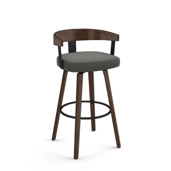 Amisco Cohen 26 in. Charcoal Grey Polyester / Brown Wood Swivel Counter Stool