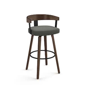 Cohen 30 in. Charcoal Grey Polyester / Brown Wood Swivel Bar Stool