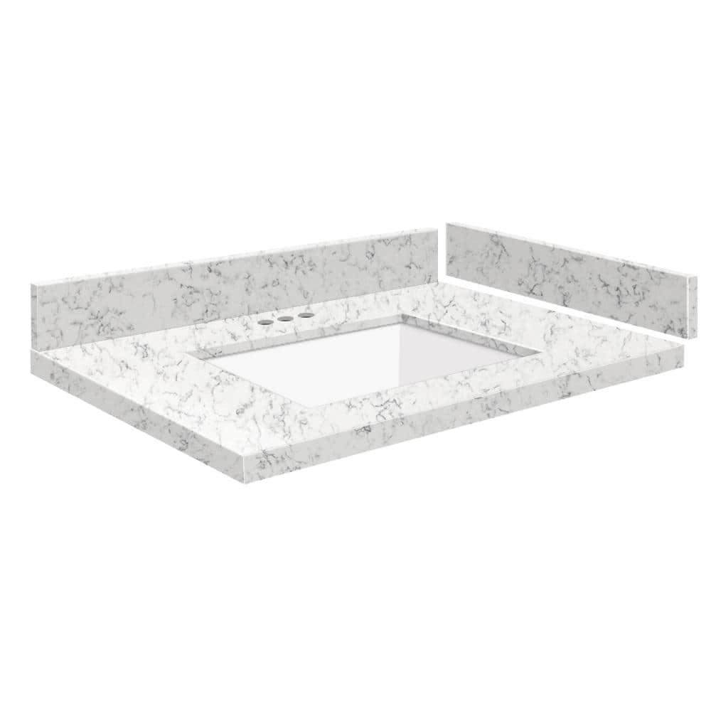 Silestone 30.5 in. W x 22.25 in. D Quartz White Rectangular Single Sink Vanity Top in Lyra price history on PriceWatchPro