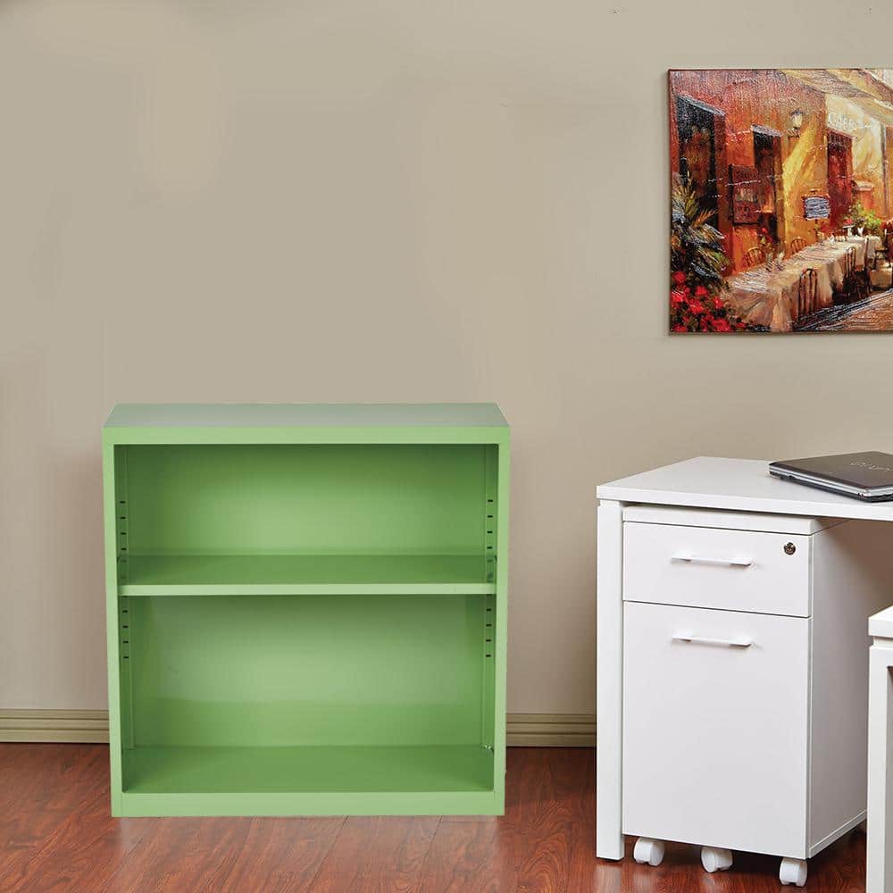 Green Adjustable Metal Bookcase with Shelves