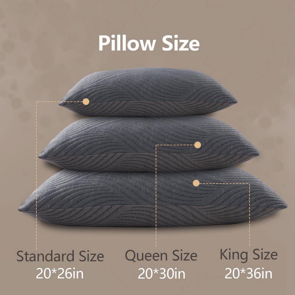 Queen Size Gray Cooling Memory Foam Sleeping Pillows Set of 2
