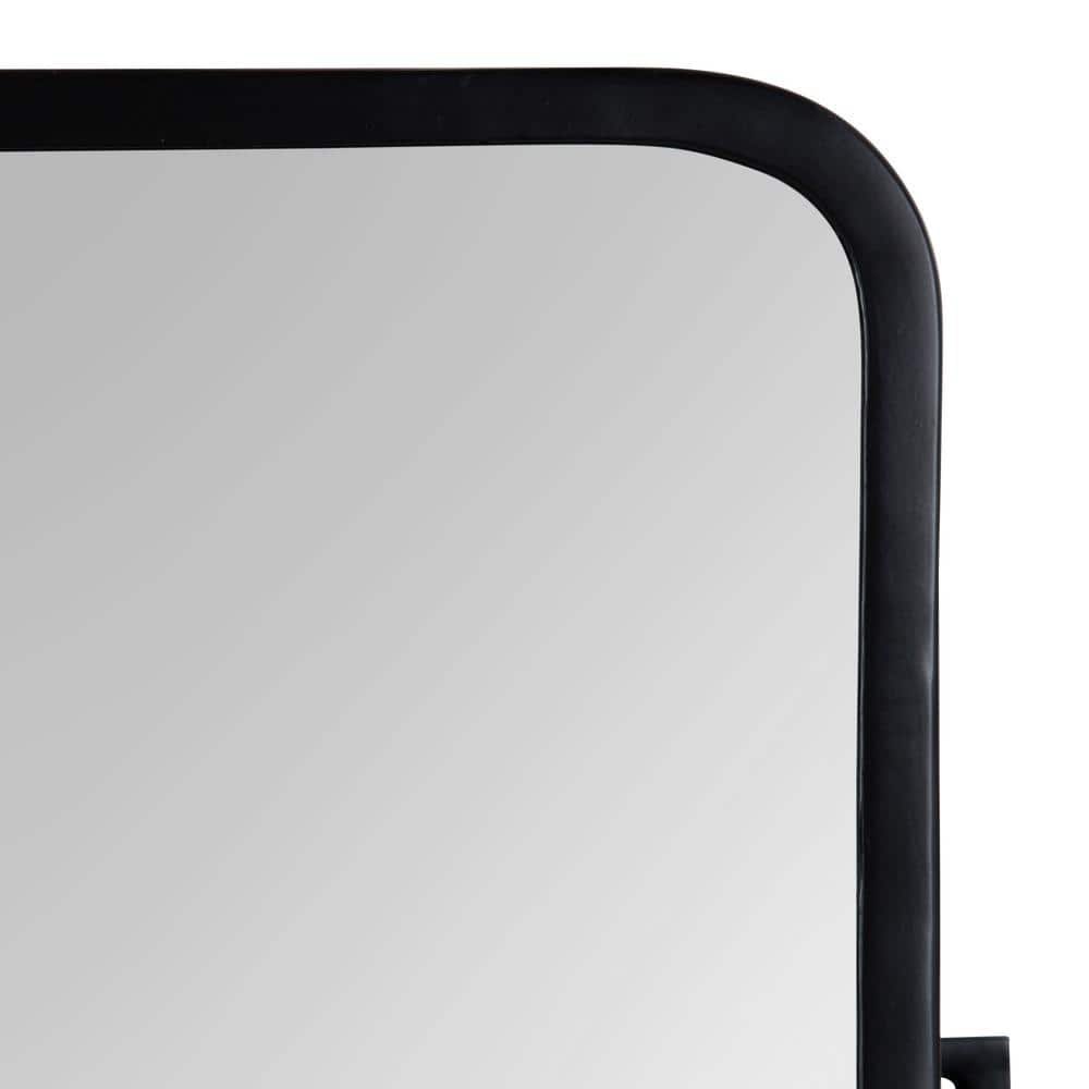 Elijah 33.5'' Black Iron Rectangular Pivot Wall Mirror