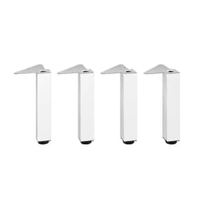 9 13/16 in. (250 mm) Matte White Metal Square Furniture Leg with Leveling Glide (4-Pack)