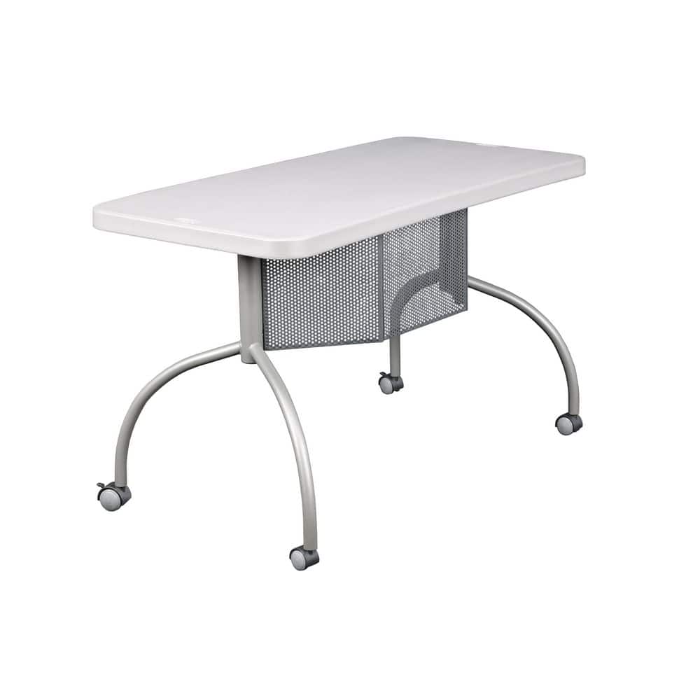 EDU Podium 48 in. Rectangular Gray and Black Metal Standalone Desk with Casters