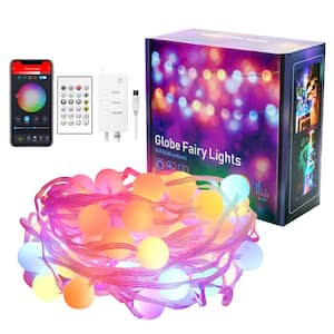 Globe 32.8 ft. 66 LED Dreamcolor Outdoor Smart Multi-Color Lights Christmas String Light with IR Remote
