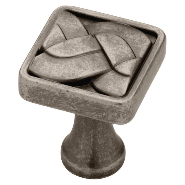 Liberty Weave 1 in. (26mm) Aged Pewter Square Cabinet Knob