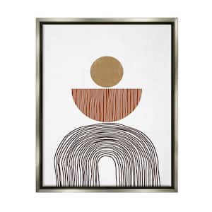 Boho Shapes Stacked Round Curve Brown White by JJ Design House LLC Floater Frame Abstract Wall Art Print 25 in. x 31 in.