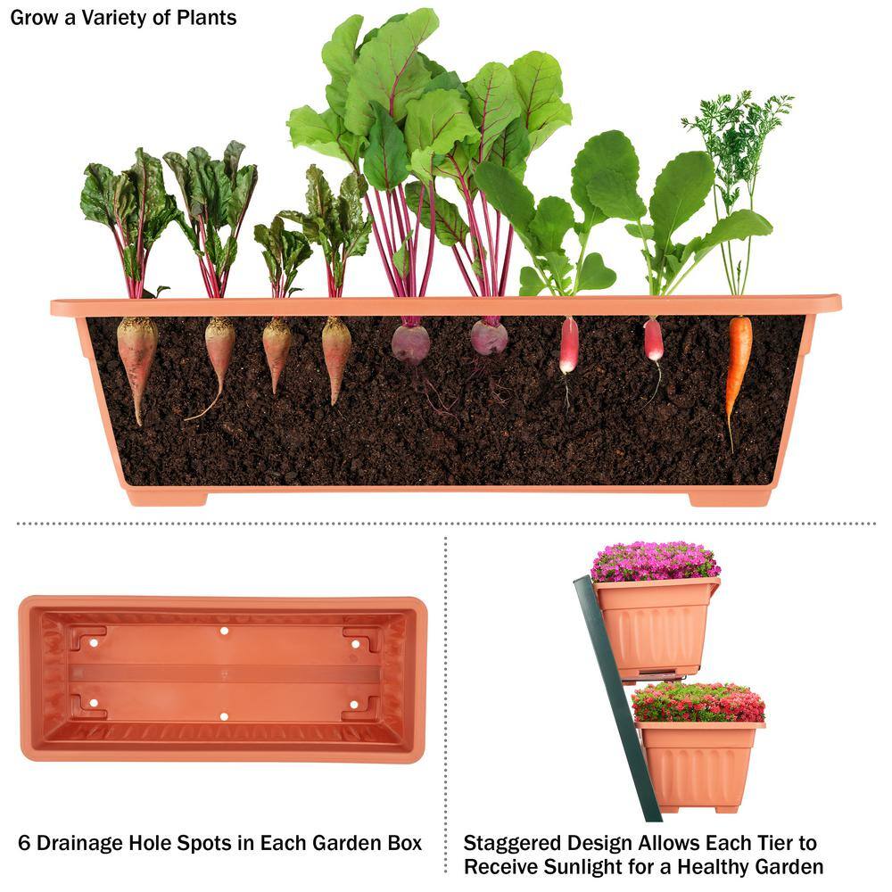 Terracotta 5-Tier Vertical Garden Planter with Steel Frame