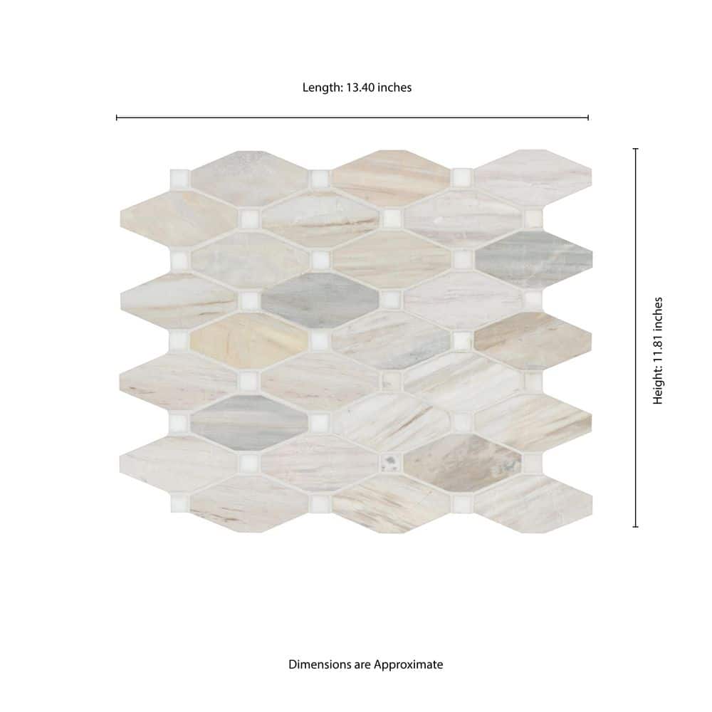 Angora Beige and Gray Polished Marble Mosaic Tile
