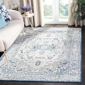 Brentwood Light Gray/Blue 6 ft. x 9 ft. Distressed Medallion Area Rug