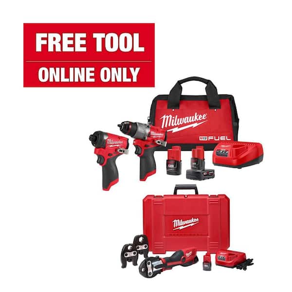 M12 12-Volt Lithium-Ion Force Logic Cordless Press Tool Kit (3 Jaws Included) with M12 Fuel Combo Kit
