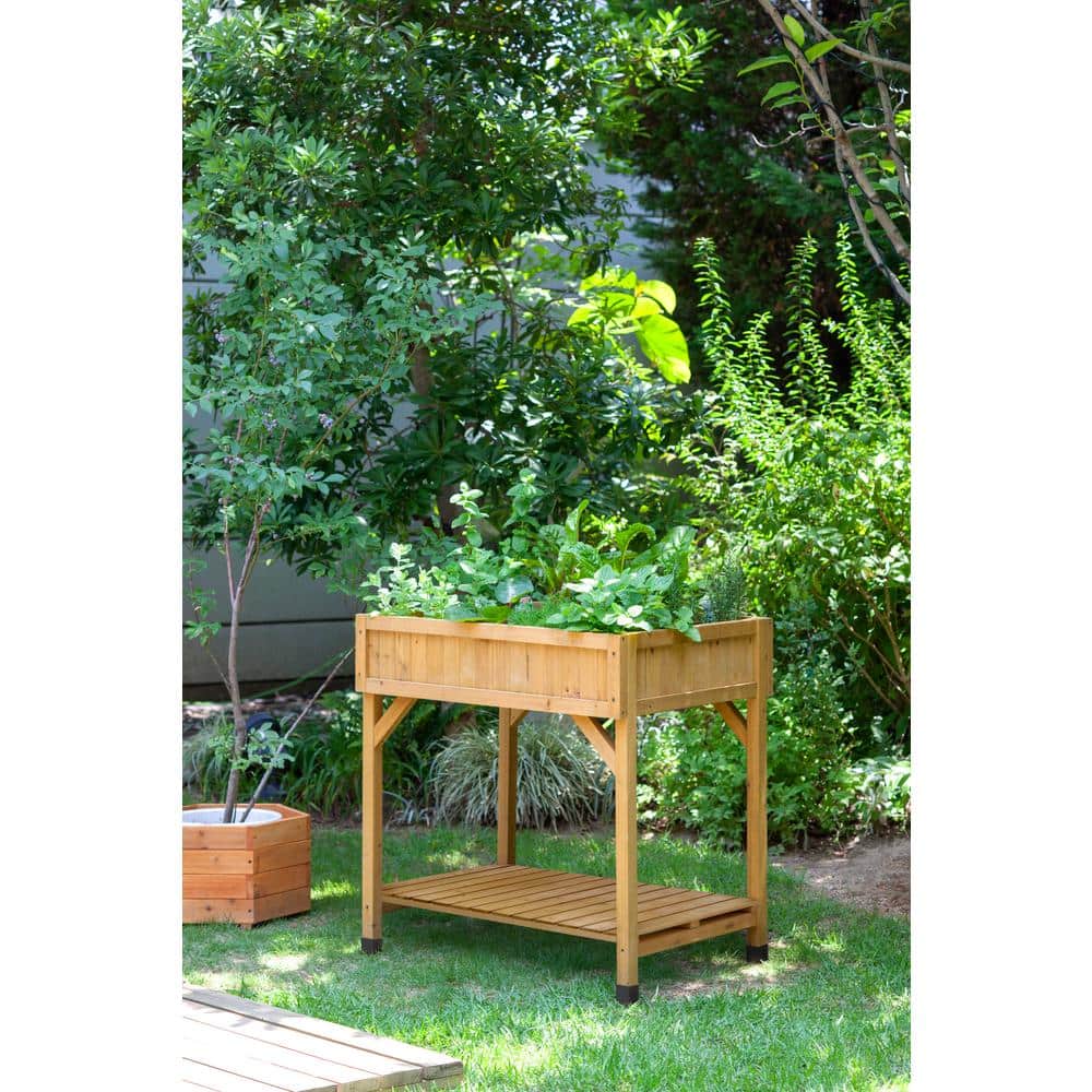 Natural Cedar Wood 8-Pocket Elevated Herb Planter