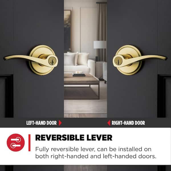 Kwikset Sedona Satin Brass Keyed Entry Door Handle Featuring
