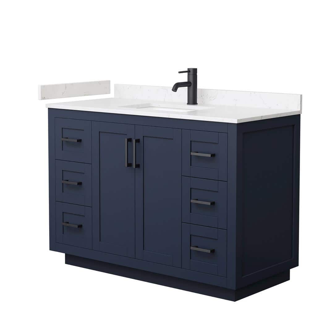 Miranda 48" Blue/Black Marble & Wood Single Bathroom Vanity