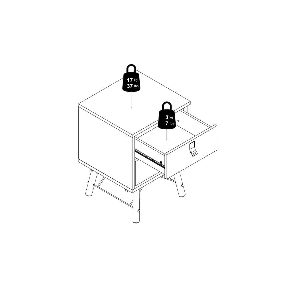 Ry Black Matte and Walnut 2-Drawer Nightstand
