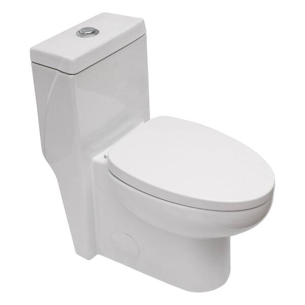 RAINLEX 12 in. Rough-In 1-Piece 1.6/1.1 GPF Dual Flush Elongated Toilet in White Seat Included