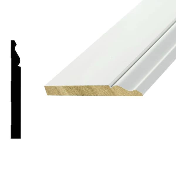Woodgrain Millwork WM 163 E 9/16 in. x 5-1/4 in. x 96 in. Primed Finger-Jointed Poplar Base Moulding