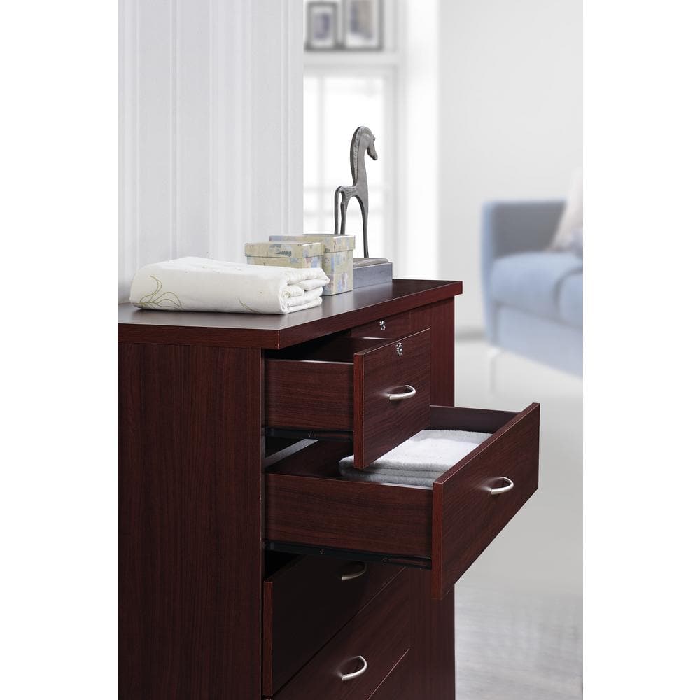 Mahogany Vertical 7-Drawer Chest with Lock