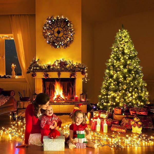6 ft. Pre-Lit PVC Artificial Christmas Tree Hinged 560 LED Lights Metal Stand