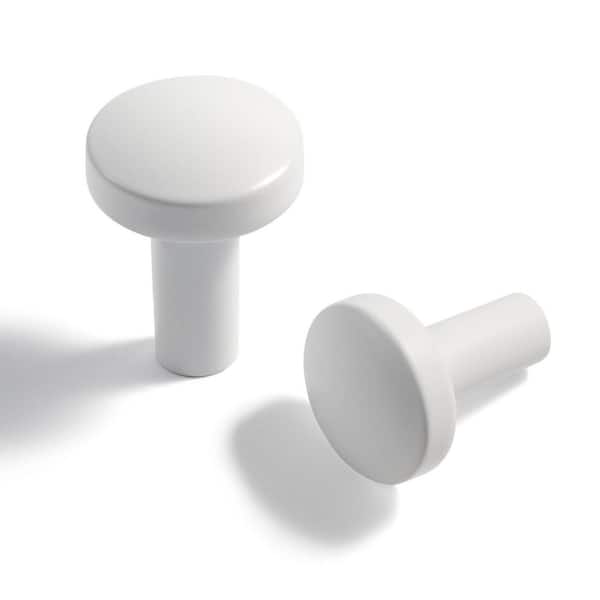 6-Pack 1 in. (25mm) Classic Minimalist Matte White Round Cabinet Knobs