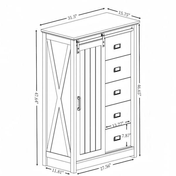 Seafuloy White Japandi 5-Drawer 31.5 in. Dresser Storage Cabinet