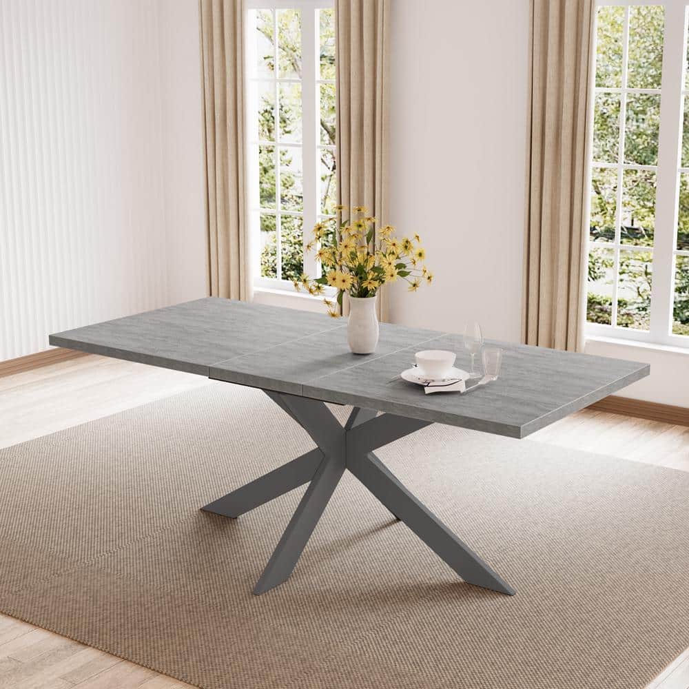 Modern 1-Piece Extendable Rectangle Gray MDF Top Dining Room Set Seating 4-6 People (66.9 in. Table) price history on PriceWatchPro