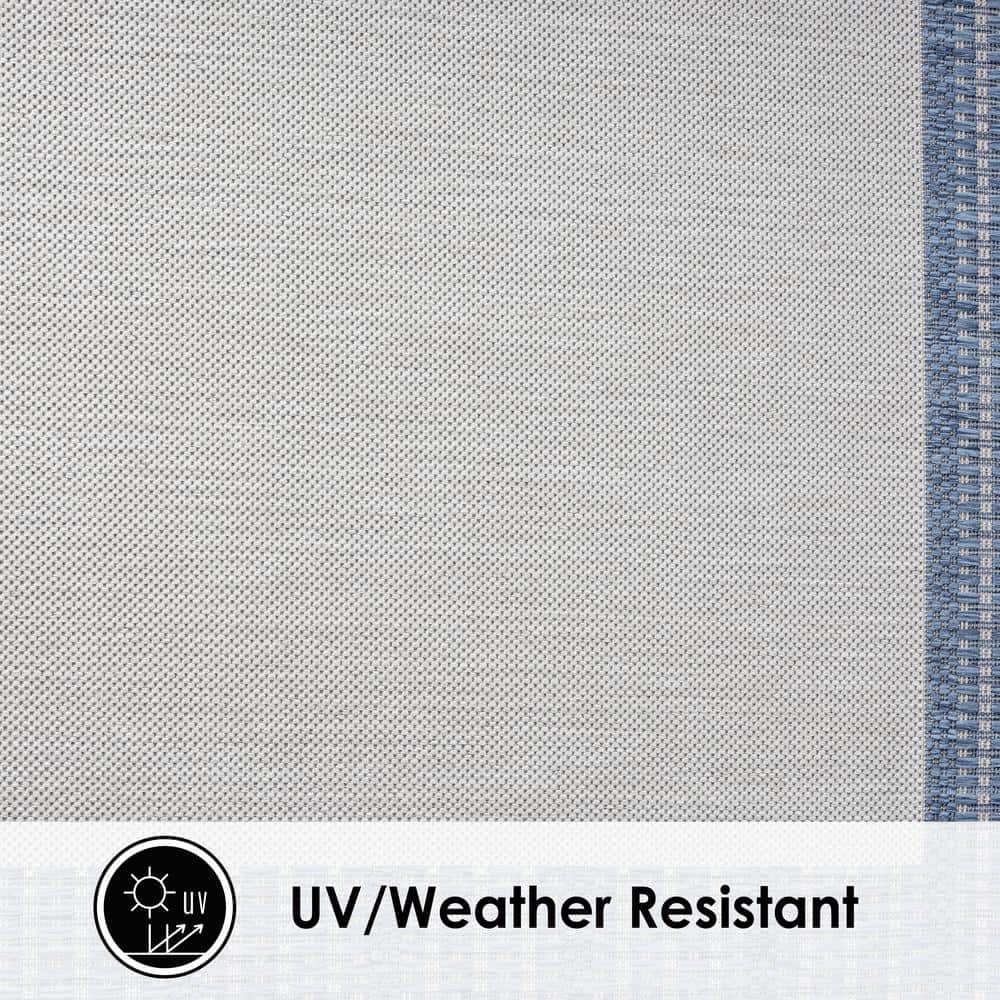 5'2" x 7'2" Gray and Blue Synthetic Indoor/Outdoor Rug