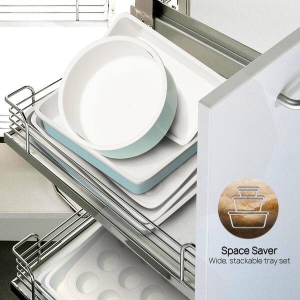Nutrichef NCBK6CT5 Deluxe Non-Stick Bake Tray Sheet Bakeware Set Ceramic Style 