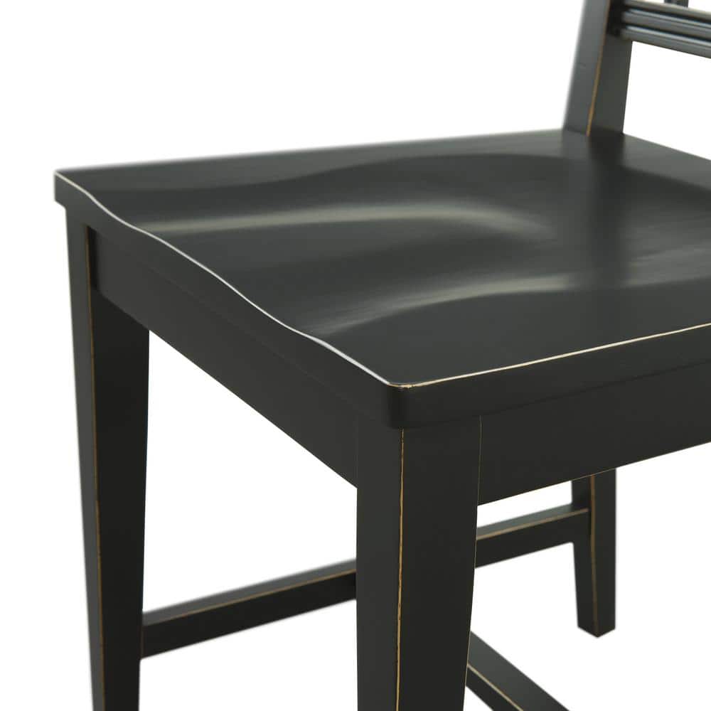 Vienna High-Back Black Rubberwood Slat Side Chairs, Set of 2