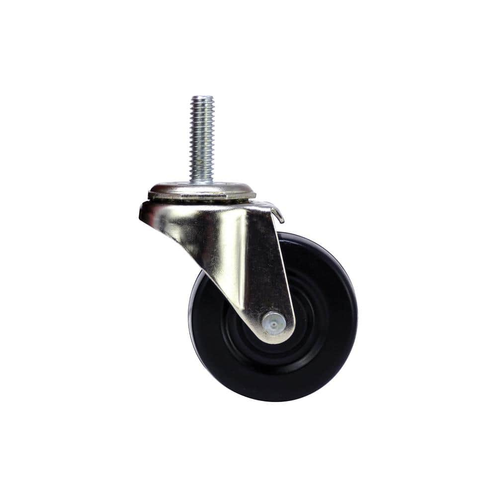 Everbilt 2 in. Black Hard Rubber and Steel Swivel Threaded Stem