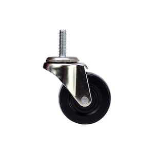 2 in. Black Hard Rubber and Steel Swivel Threaded Stem Caster with 80 lb. Load Rating (2-Pack)
