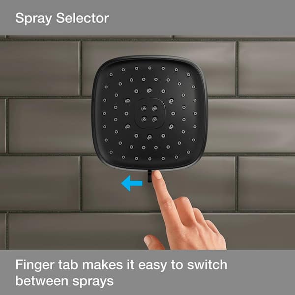 Fordra 3-Spray Patterns 6.817 in. Wall Mount Fixed Shower Head in Matte  Black