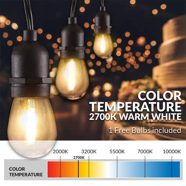 Newhouse Lighting Outdoor String Lights with Hanging Sockets | Weatherproof Technology | LED | Heavy Duty 25-Foot Cord | 9 LED Filament Lights Bulbs