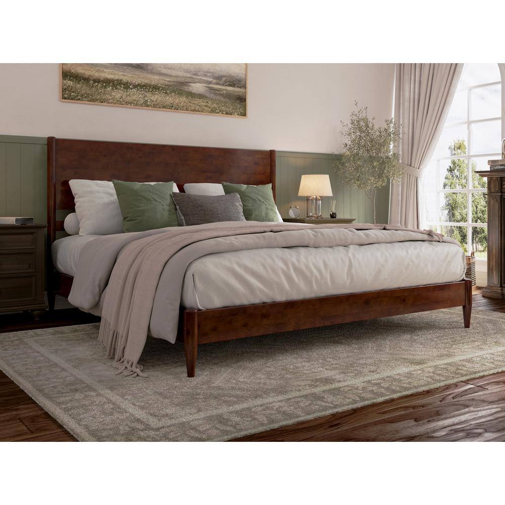 AFI Pasadena Walnut Brown Solid Wood Frame King Low Profile Platform ...