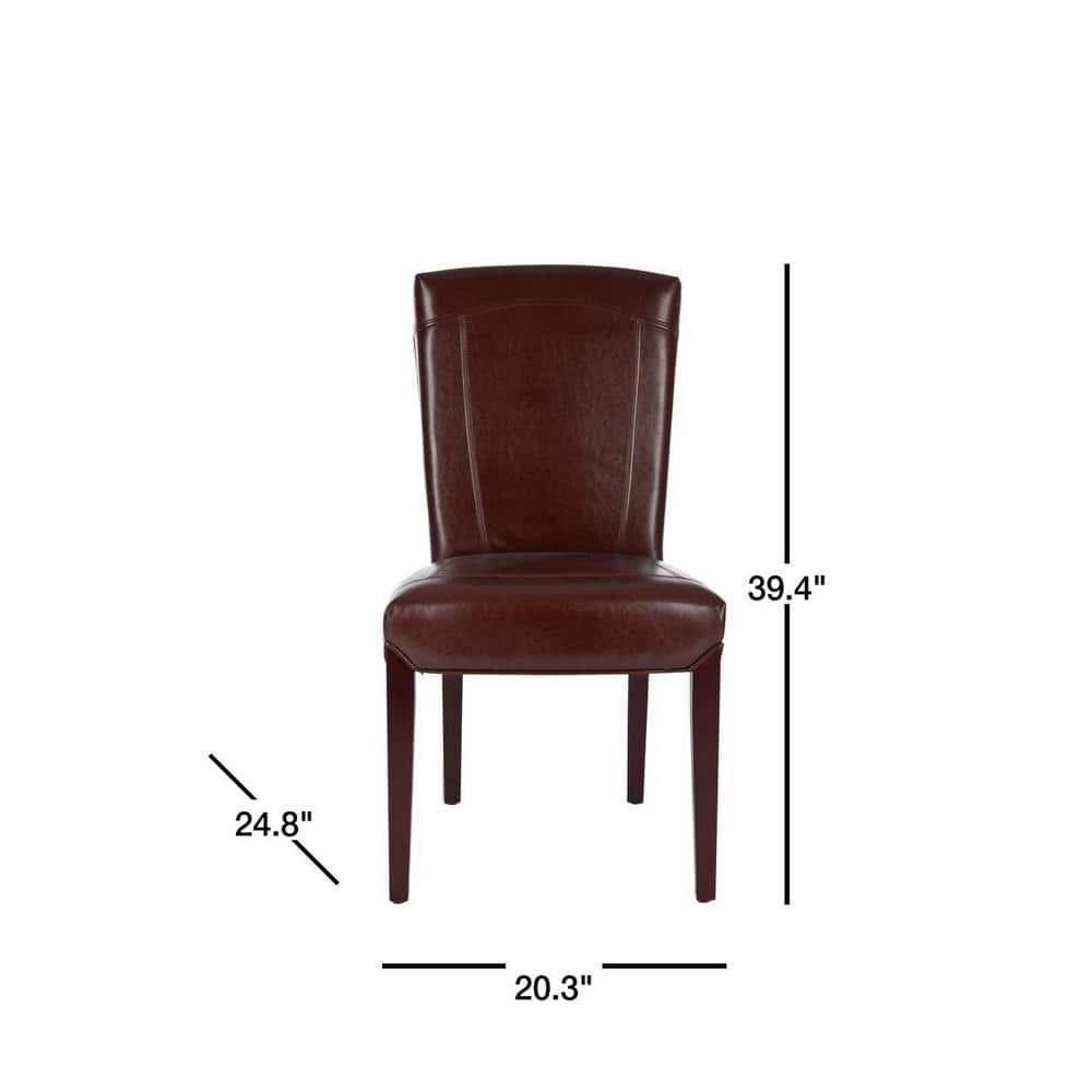 Transitional Cherry Mahogany Brown Leather Side Chair